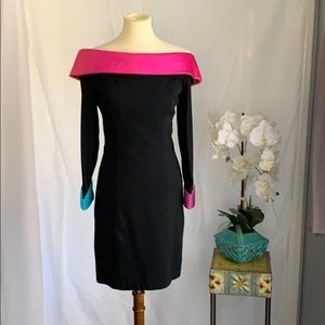Size 6 black dressy dress with colorful trim